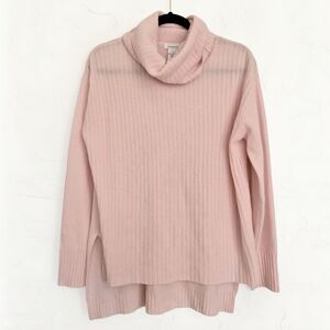 Sundance 100% Cashmere Ribbed Light Pink Loose Turtleneck Sweater, S